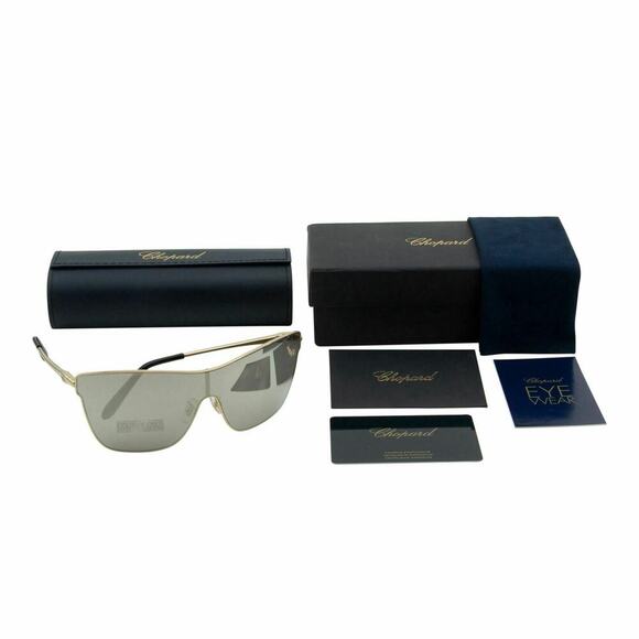 New Chopard Women Shield Sunglasses Pale Gold Frame Gray Mirrored Lens SCH-C20S - Picture 5 of 14